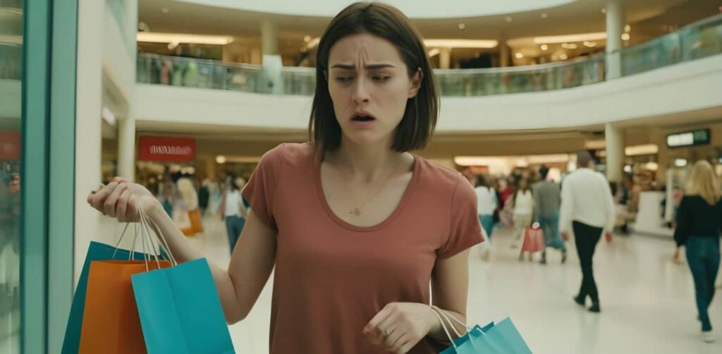 Frustrated Personal Shopper in Mall